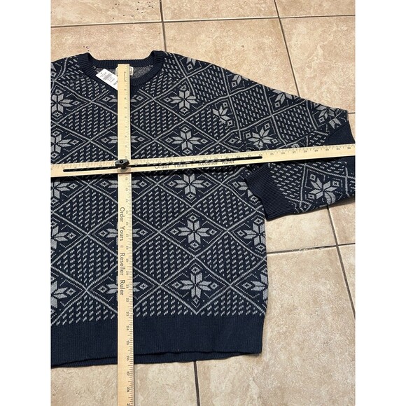 LL Bean Sweater Mens XL Blue Wicked Soft Cotton Cashmere Crewneck Snowflakes NWT - Picture 6 of 8
